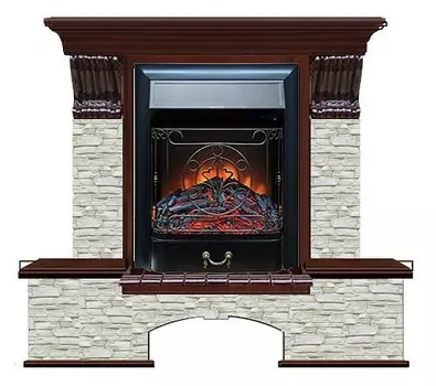 Комплект из электрокамина напольного и портала (122x40х108.5 см) Бостон К ГО Majestic BL БК000051