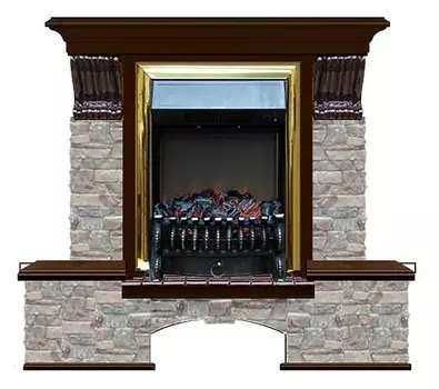 Комплект из электрокамина напольного и портала (122x40х108.5 см) Бостон К ГЦ Fobos BR БК000066
