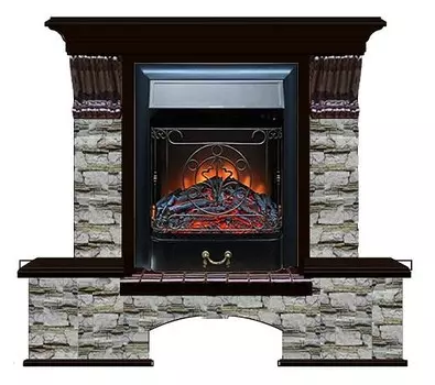 Комплект из электрокамина напольного и портала (122x40х108.5 см) Бостон К Алтай Majestic BL БК000003
