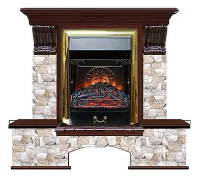 Комплект из электрокамина напольного и портала (122x40х108.5 см) Бостон К Арбат Majestic BR БК000032