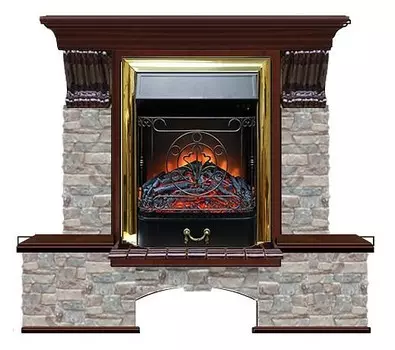 Комплект из электрокамина напольного и портала (122x40х108.5 см) Бостон К ГЦ Majestic BR БК000072