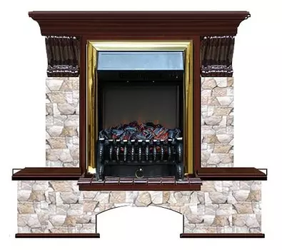 Комплект из электрокамина напольного и портала (122x40х108.5 см) Бостон К Арбат Fobos BR БК000030