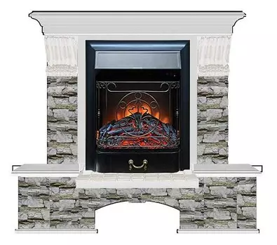 Комплект из электрокамина напольного и портала (122x40х108.5 см) Бостон К Алтай Majestic BL БК000015