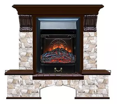 Комплект из электрокамина напольного и портала (122x40х108.5 см) Бостон К Арбат Majestic BL БК000027