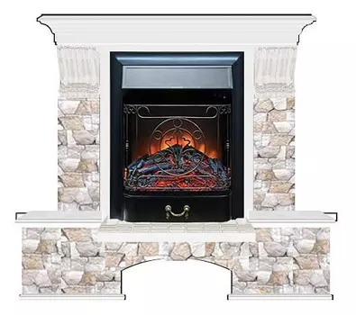 Комплект из электрокамина напольного и портала (122x40х108.5 см) Бостон К Арбат Majestic BL БК000039