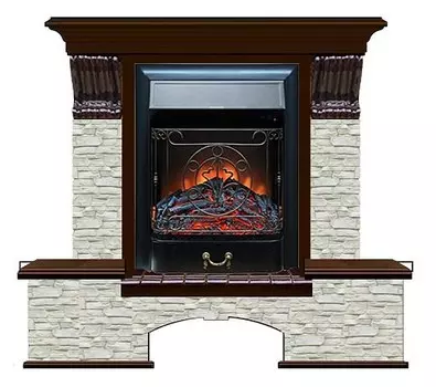 Комплект из электрокамина напольного и портала (122x40х108.5 см) Бостон К ГО Majestic BL БК000047