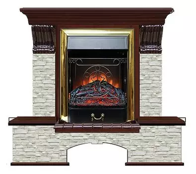 Комплект из электрокамина напольного и портала (122x40х108.5 см) Бостон К ГО Majestic BR БК000052