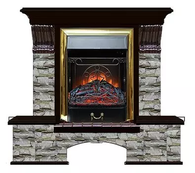 Комплект из электрокамина напольного и портала (122x40х108.5 см) Бостон К Алтай Majestic BR БК000004