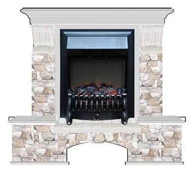 Комплект из электрокамина напольного и портала (122x40х108.5 см) Бостон К Арбат Fobos BL БК000033