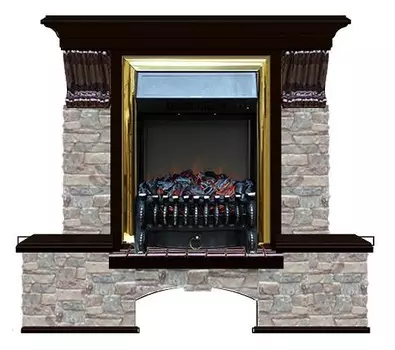 Комплект из электрокамина напольного и портала (122x40х108.5 см) Бостон К ГЦ Fobos BR БК000062