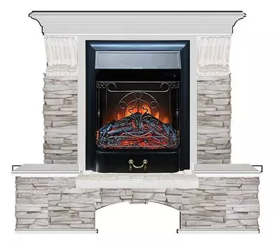 Комплект из электрокамина напольного и портала (122x40х108.5 см) Бостон К Мисхор Majestic BL БК000115