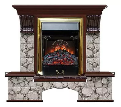 Комплект из электрокамина напольного и портала (122x40х108.5 см) Бостон К Карелия Majestic BR БК000092