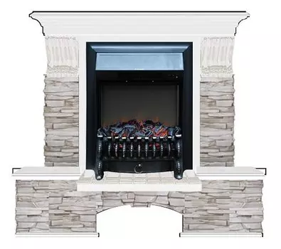 Комплект из электрокамина напольного и портала (122x40х108.5 см) Бостон К Мисхор Fobos BL БК000117