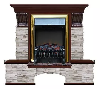Комплект из электрокамина напольного и портала (122x40х108.5 см) Бостон К Мисхор Fobos BR БК000110