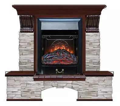 Комплект из электрокамина напольного и портала (122x40х108.5 см) Бостон К Мисхор Majestic BL БК000111