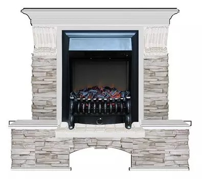 Комплект из электрокамина напольного и портала (122x40х108.5 см) Бостон К Мисхор Fobos BL БК000113