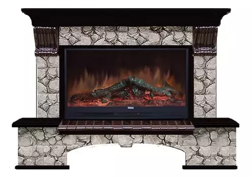 Комплект из электрокамина напольного и портала (149x42x108.5 см) Бостон К Карелия Premier S86 БК860021