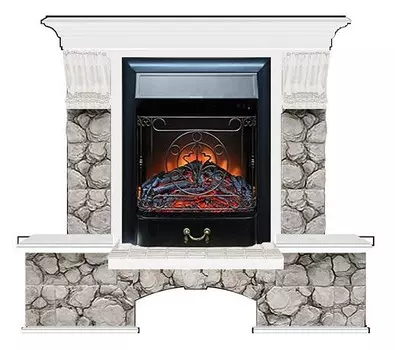 Комплект из электрокамина напольного и портала (122x40х108.5 см) Бостон К Карелия Majestic BL БК000099