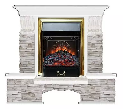 Комплект из электрокамина напольного и портала (122x40х108.5 см) Бостон К Мисхор Majestic BR БК000120