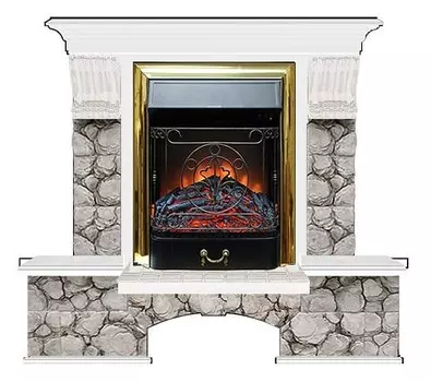 Комплект из электрокамина напольного и портала (122x40х108.5 см) Бостон К Карелия Majestic BR БК000100