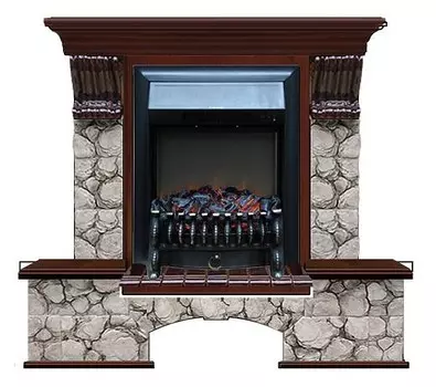 Комплект из электрокамина напольного и портала (122x40х108.5 см) Бостон К Карелия Fobos BL БК000089