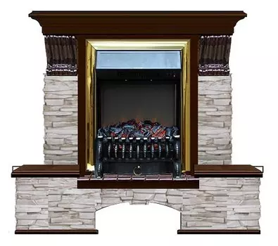 Комплект из электрокамина напольного и портала (122x40х108.5 см) Бостон К Мисхор Fobos BR БК000106