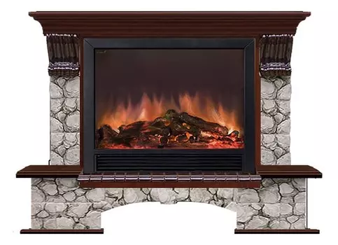 Комплект из электрокамина напольного и портала (149х42х123 см) Бостон К Карелия Sharm 33 BL БКШ00045