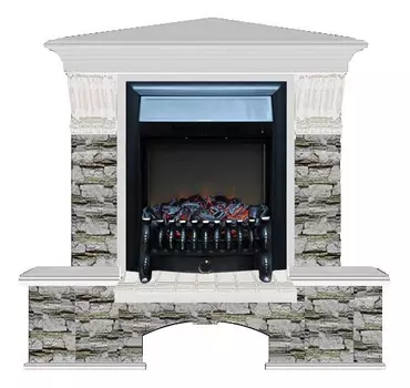 Комплект из электрокамина напольного и портала (122x83x109 см) Бостон К Алтай угл. Fobos BL БКУ00013