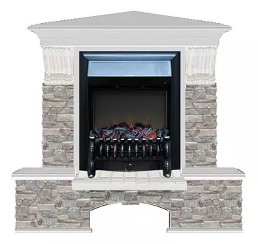 Комплект из электрокамина напольного и портала (122x83x109 см) Бостон К ГЦ угл. Fobos BL БКУ00073