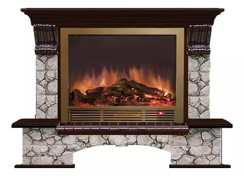 Комплект из электрокамина напольного и портала (149х42х123 см) Бостон К Карелия Sharm 33 BR БКШ00044