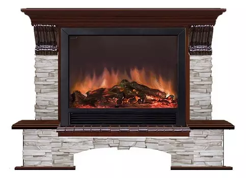 Комплект из электрокамина напольного и портала (149х42х123 см) Бостон К Мисхор Sharm 33 BL БКШ00055