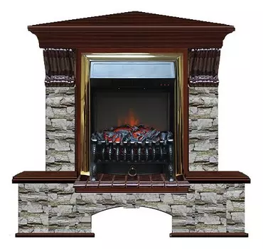 Комплект из электрокамина напольного и портала (122x83x109 см) Бостон К Алтай угл. Fobos BR БКУ00010