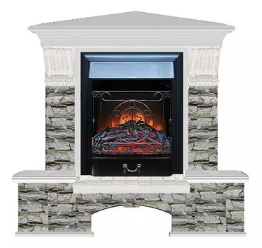 Комплект из электрокамина напольного и портала (122x83х109 см) Бостон К Алтай угл. Majestic BL БКУ00015