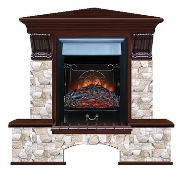 Комплект из электрокамина напольного и портала (122x83х109 см) Бостон К Арбат угл. Majestic BL БКУ00031