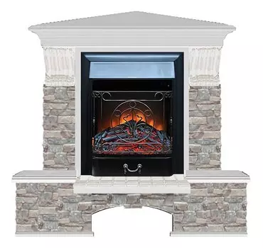 Комплект из электрокамина напольного и портала (122x83х109 см) Бостон К ГЦ угл. Majestic BL БКУ00075