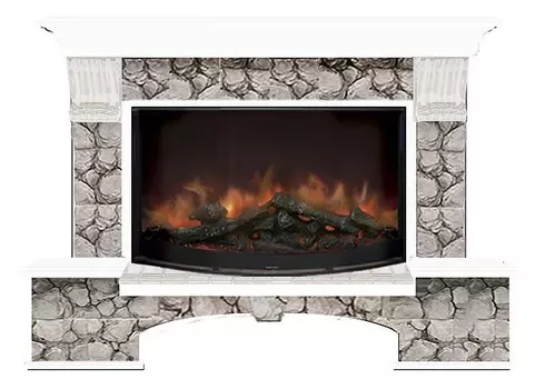 Комплект из электрокамина напольного и портала (149x42x108.5 см) Бостон К Карелия Rondo 86 БК860055