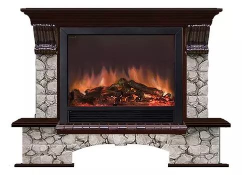 Комплект из электрокамина напольного и портала (149х42х123 см) Бостон К Карелия Sharm 33 BL БКШ00043
