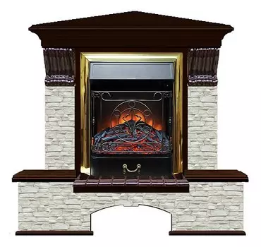 Комплект из электрокамина напольного и портала (122x83х109 см) Бостон К ГО угл. Majestic BR БКУ00048
