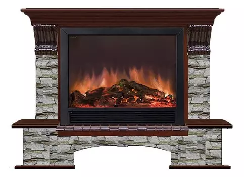 Комплект из электрокамина напольного и портала (149х42х123 см) Бостон К Алтай Sharm 33 BL БКШ00005