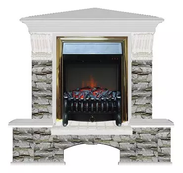 Комплект из электрокамина напольного и портала (122x83x109 см) Бостон К Алтай угл. Fobos BR БКУ00014