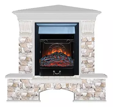 Комплект из электрокамина напольного и портала (122x83х109 см) Бостон К Арбат угл. Majestic BL БКУ00035