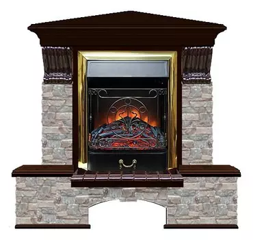 Комплект из электрокамина напольного и портала (122x83х109 см) Бостон К ГЦ угл. Majestic BR БКУ00068