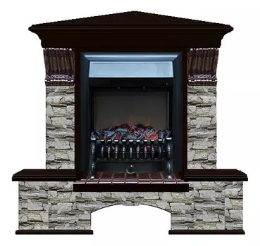 Комплект из электрокамина напольного и портала (122x83x109 см) Бостон К Алтай угл. Fobos BL БКУ00001