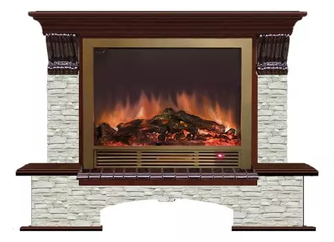Комплект из электрокамина напольного и портала (149х42х123 см) Бостон К ГО Sharm 33 BR БКШ00026