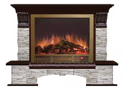 Комплект из электрокамина напольного и портала (149х42х123 см) Бостон К Мисхор Sharm 33 BR БКШ00054