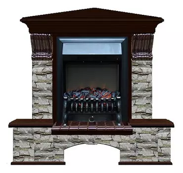 Комплект из электрокамина напольного и портала (122x83x109 см) Бостон К Алтай угл. Fobos BL БКУ00005