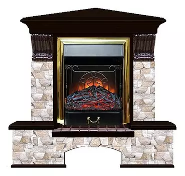 Комплект из электрокамина напольного и портала (122x83х109 см) Бостон К Арбат угл. Majestic BR БКУ00024
