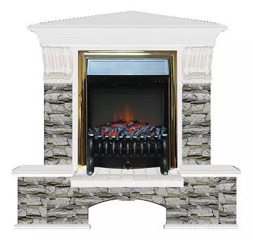 Комплект из электрокамина напольного и портала (122x83x109 см) Бостон К Алтай угл. Fobos BR БКУ00018