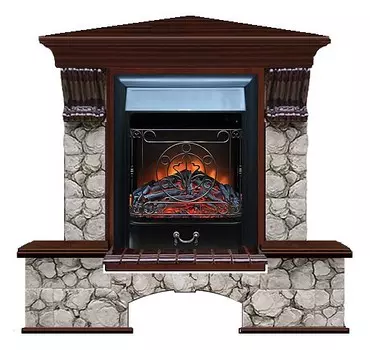 Комплект из электрокамина напольного и портала (122x83х109 см) Бостон К Карелия угл. Majestic BL БКУ00091