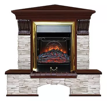 Комплект из электрокамина напольного и портала (122x83х109 см) Бостон К Мисхор угл. Majestic BR БКУ00112